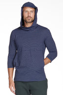 Men's 3/4 Sleeve Cowl Neck Visor Stripe Hoodie - view 28