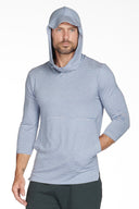 Men's 3/4 Sleeve Cowl Neck Visor Stripe Hoodie — Mika Jaymes (view 2)