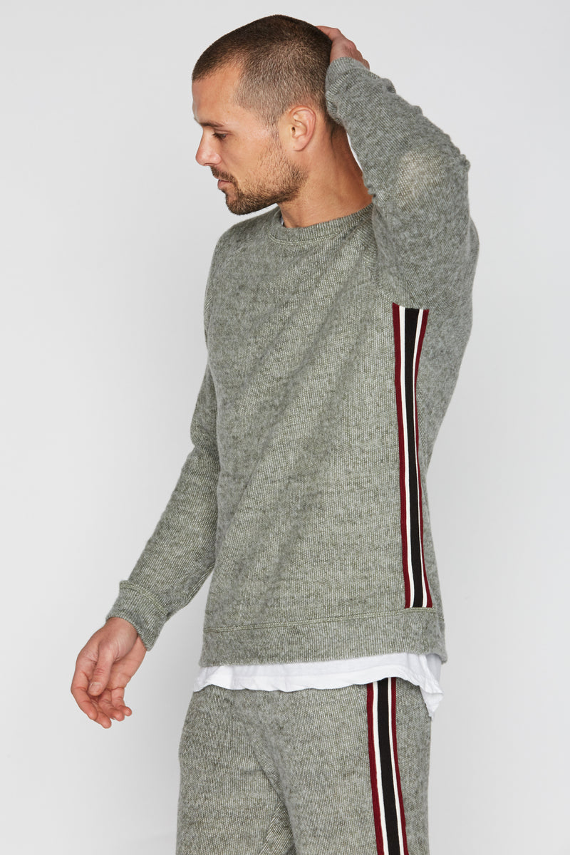 Men's Soft Knit Melange Side Stripe Pullover Sweater