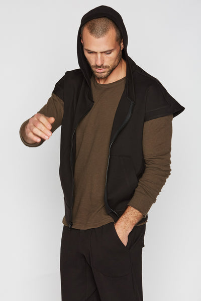 Sleeveless hoodie jacket discount men's