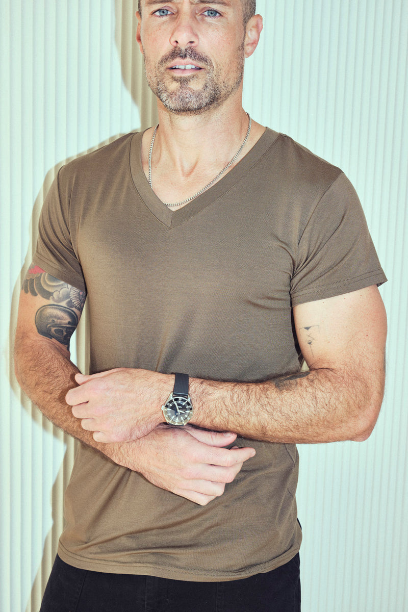 Men's Modal Classic V-Neck Tee — Herb