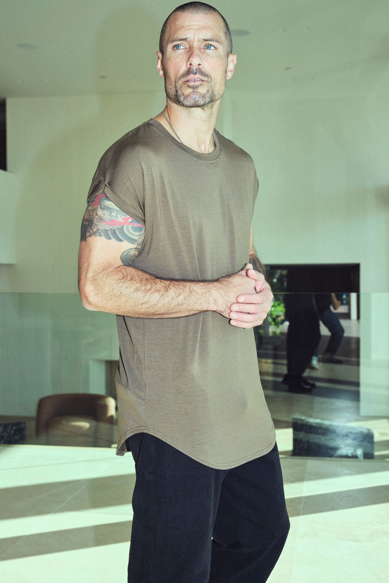 Men's Modal Curved Bottom Crew Tee — Herb