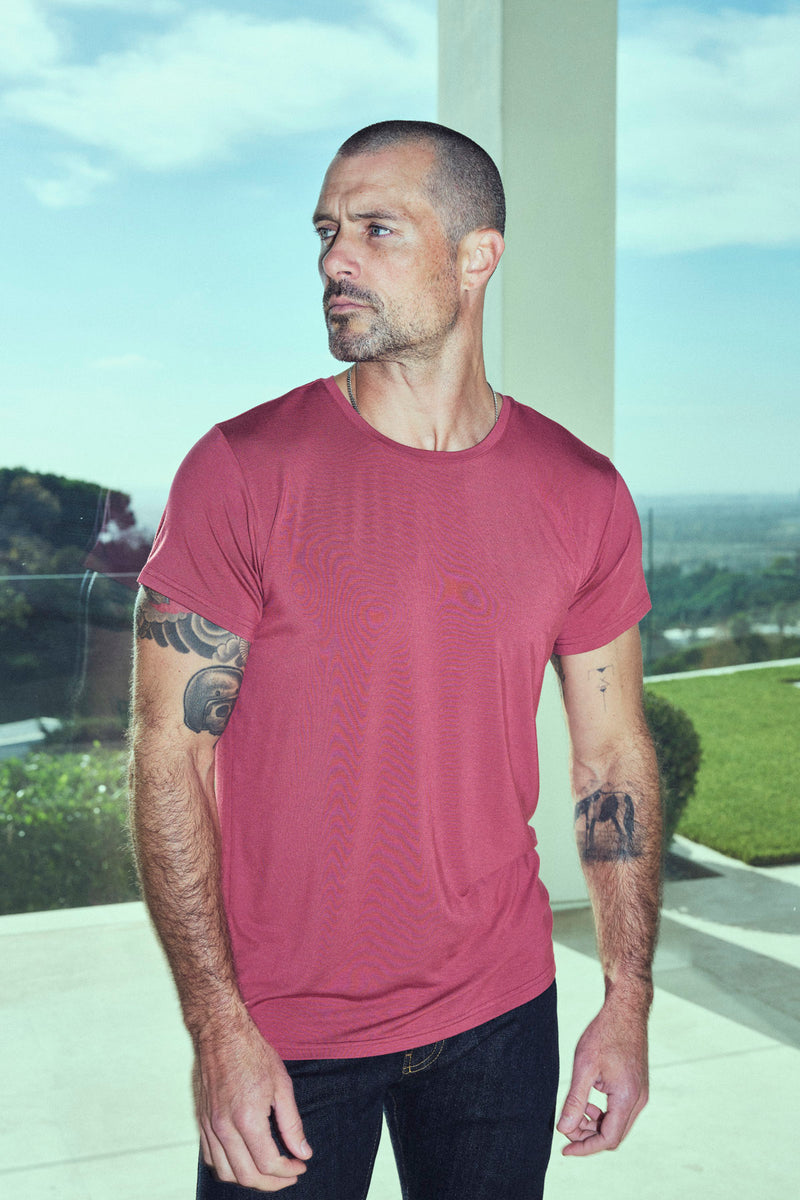 Men's Modal Crew Neck Tee — Burnt Red