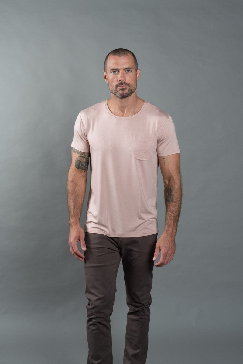 Men's Modal Pocket Sailor Crew Neck Tee — Dust Rose