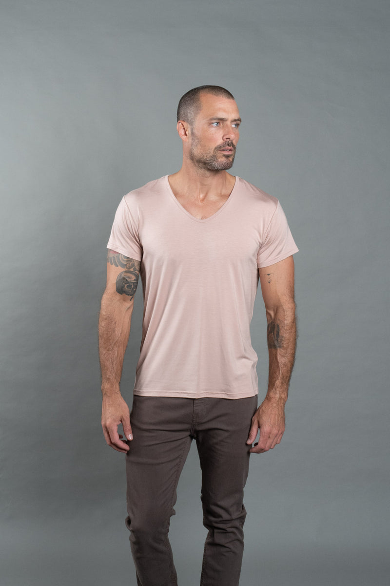 Men's Modal V-Neck Tee — Dust Rose