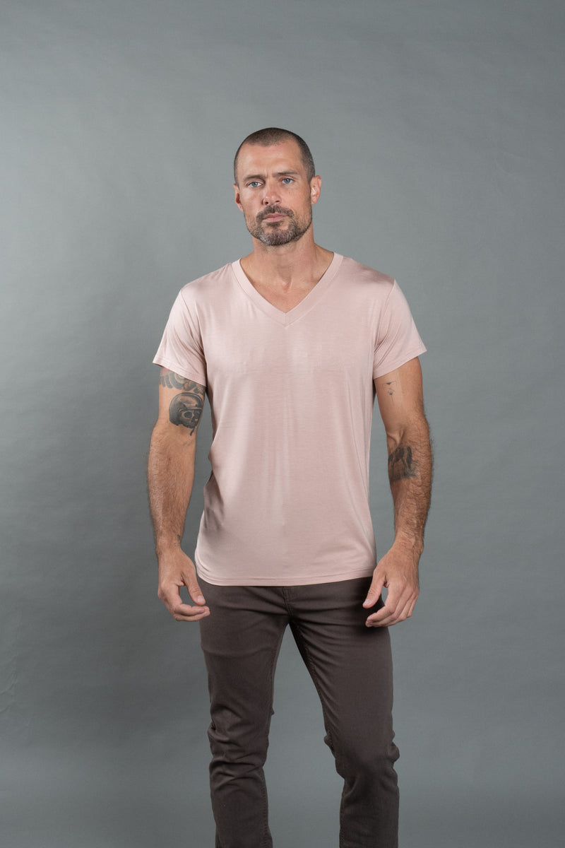 Men's Modal Classic V-Neck Tee — Dust Rose