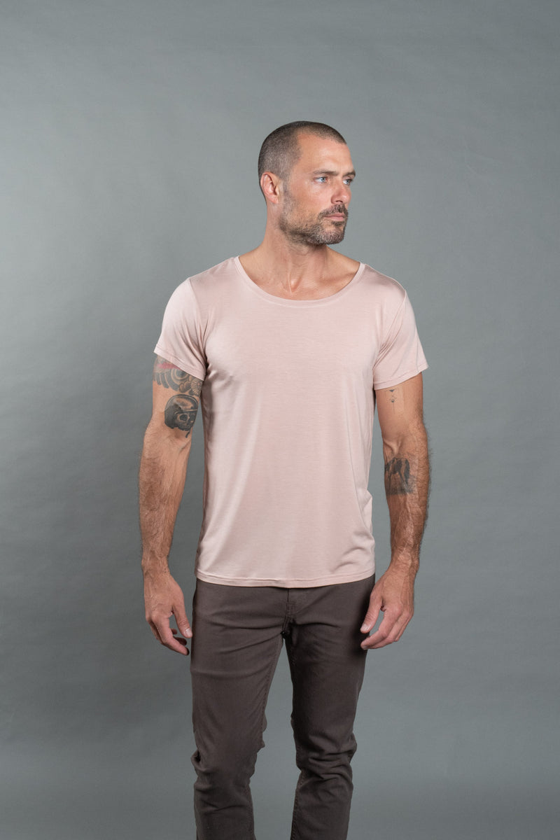 Men's Modal Wide Neck Tee — Dust Rose