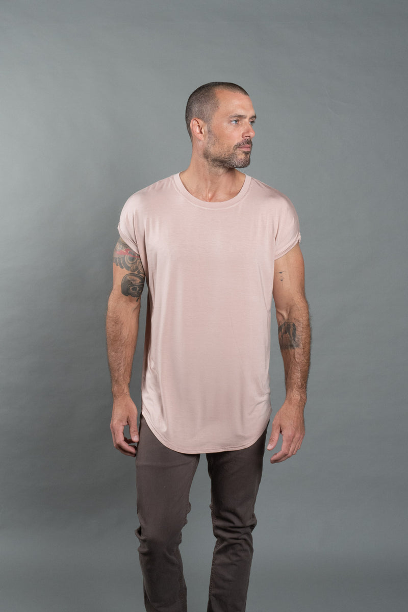 Men's Modal Curved Bottom Crew Tee — Dust Rose