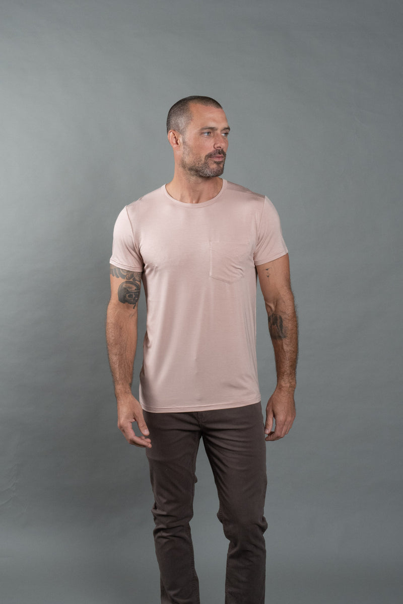 Men's Madison Modal V-Pocket Crew with Shoulder Seam — Dust Rose