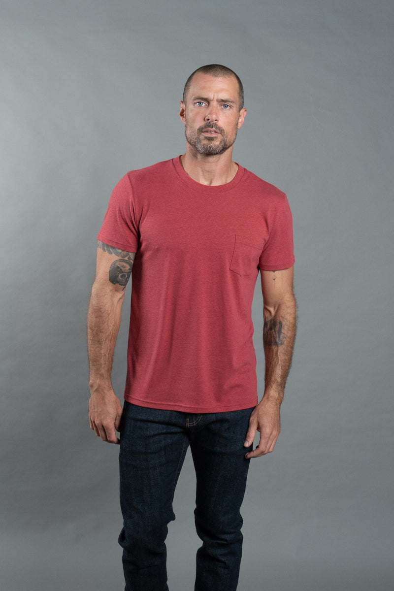 Men's Tri-Blend V-Pocket Tee — Burnt Red
