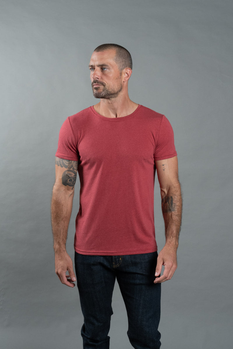 Men's Tri-Blend Crew Tee — Burnt Red