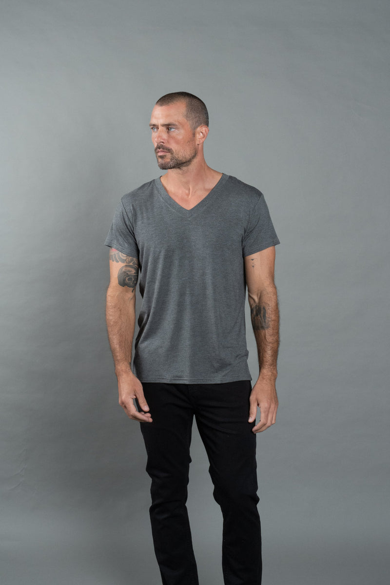 Men's Modal Classic V-Neck Tee — Heather Grey