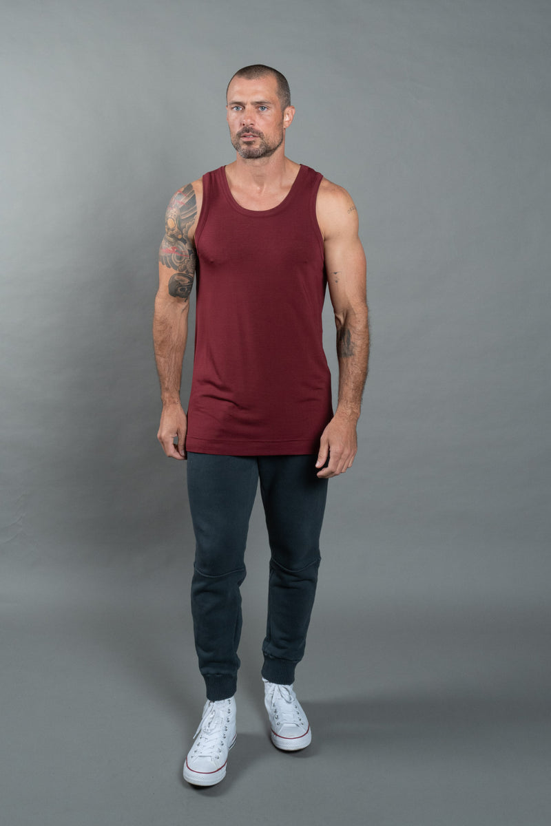 Men's Modal Hi-Lo Tank — Maroon