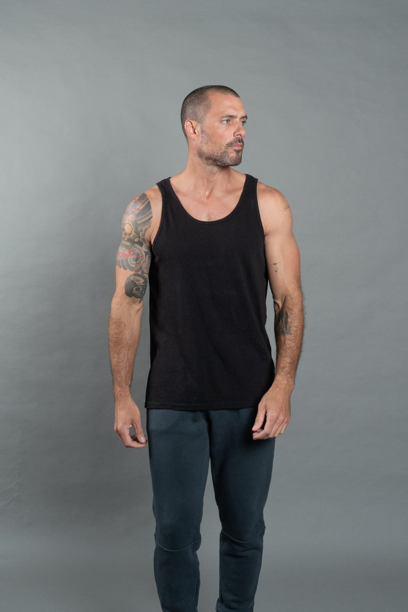 Men's Cotton Linen Tank — Black