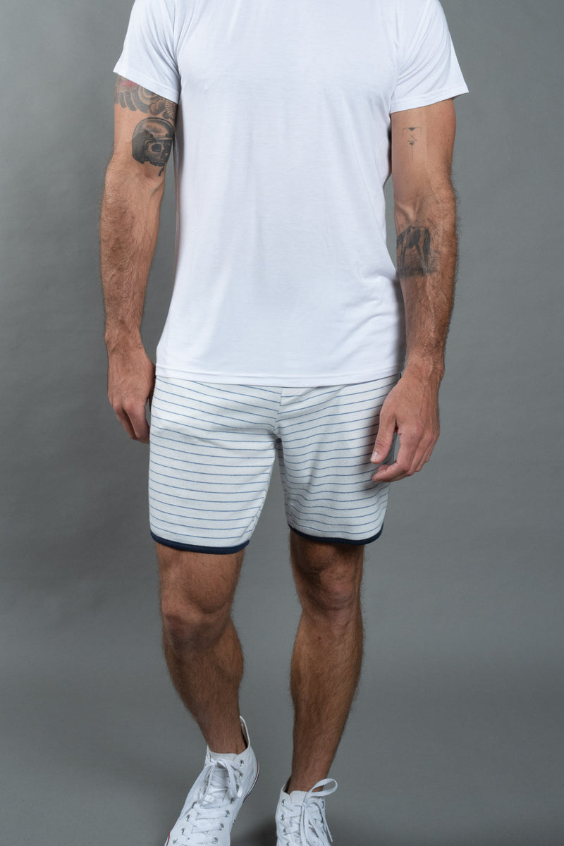 Men's White & Navy Thin Stripe O.S.B. Shorts — Default