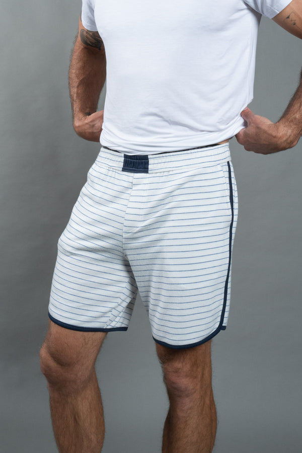 Men's White & Navy Thin Stripe O.S.B. Shorts