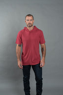 Men's Linen Blend Short Sleeve Hoodie — Mika Jaymes (view 2)