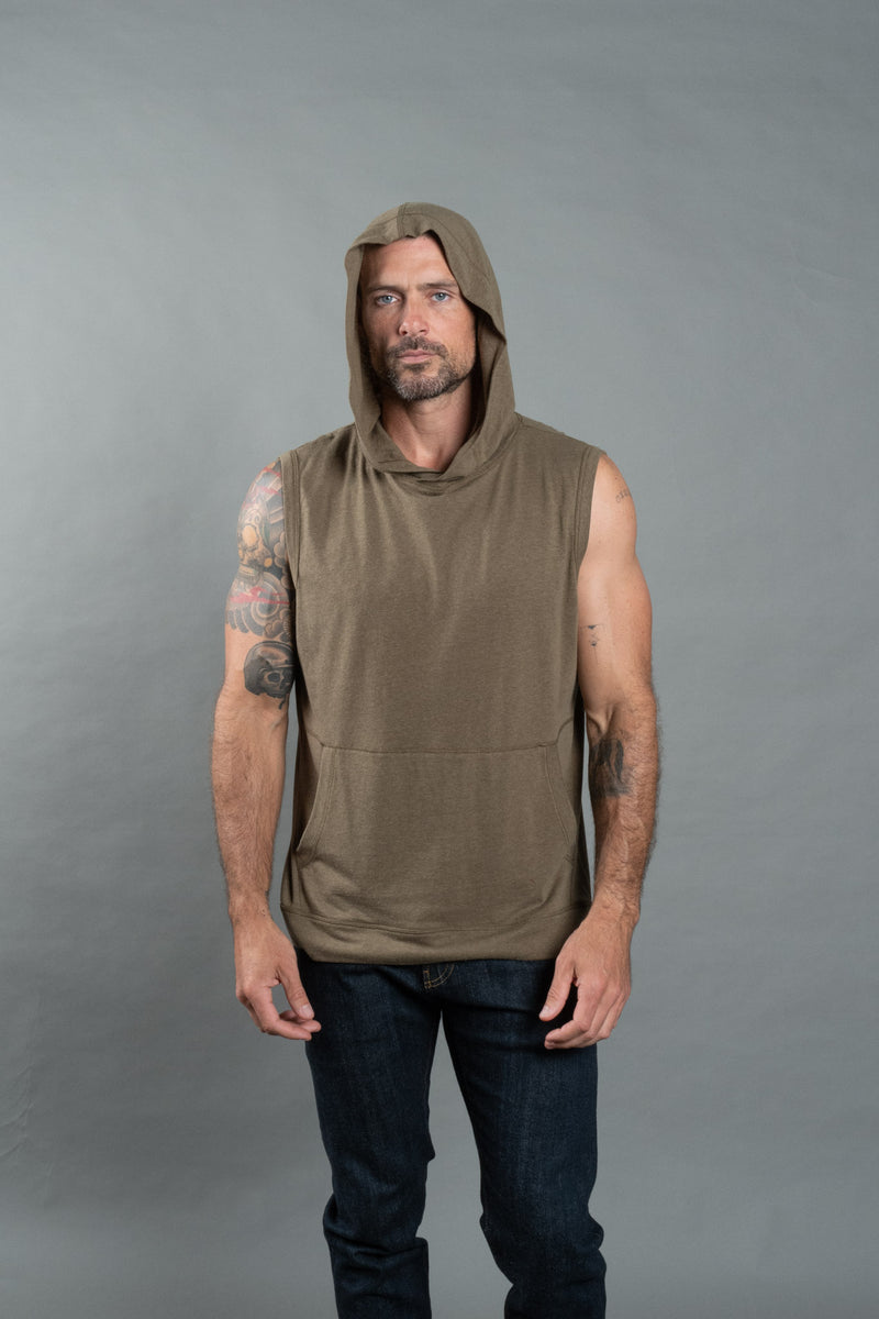 Men's Sleeveless Tri-Blend Hoodie — Herb