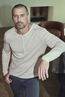 Men's Long Sleeve Henley in Dust Rose