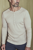 Men's Long Sleeve Henley in Dust Rose