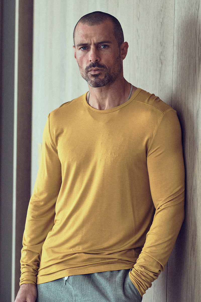 Men's Dylan Modal Long Sleeve Tee — Mustard