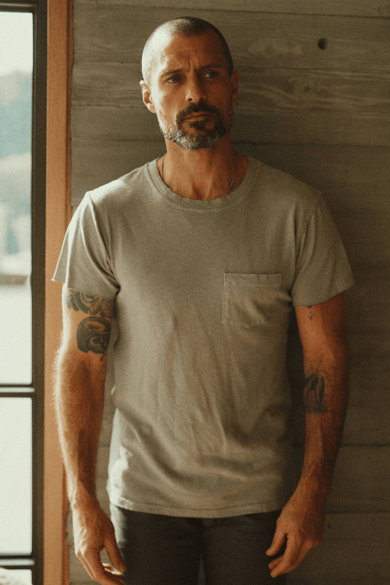 Men's Linen Blend Pocket Tee — Dove Grey