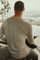 Men's Linen Blend Wide Cuff Long Sleeve Tee