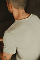 Men's Cotton Linen Patch Sleeve Tee — Mika Jaymes (view 8)