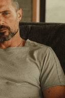 Men's Cotton Linen Patch Sleeve Tee — Mika Jaymes (view 7)