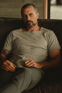 Men's Cotton Linen Patch Sleeve Tee — Mika Jaymes (view 4)
