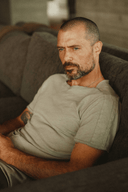 Men's Cotton Linen Patch Sleeve Tee — Mika Jaymes (view 6)