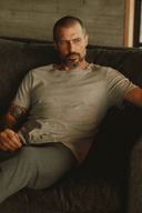 Men's Cotton Linen Patch Sleeve Tee — Mika Jaymes (view 5)
