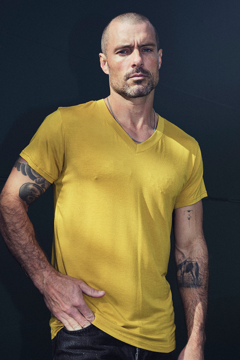 Men's Modal Classic V-Neck Tee — Mustard