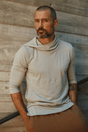 Men's 3/4 Sleeve Cowl Neck Visor Hoodie