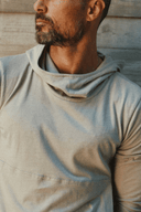 Men's 3/4 Sleeve Cowl Neck Visor Hoodie