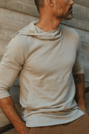 Men's 3/4 Sleeve Cowl Neck Visor Hoodie
