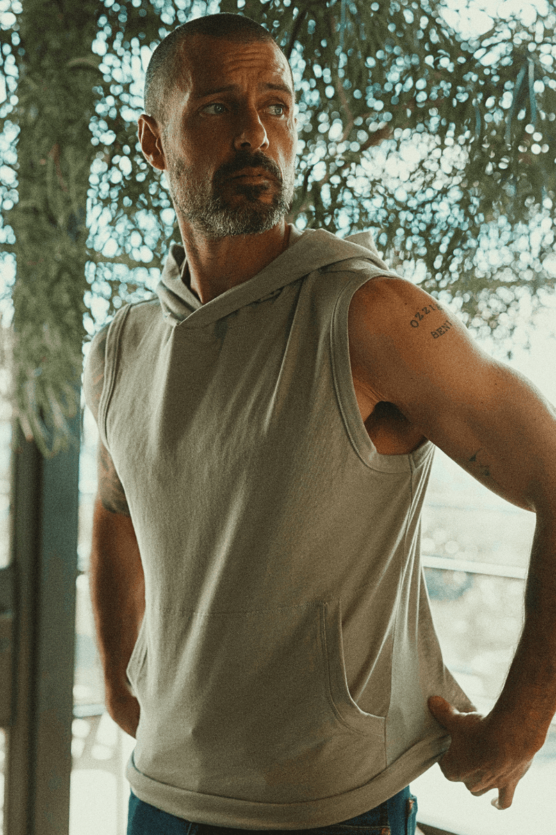 Men's Sleeveless Tri-Blend Hoodie — Dove Grey