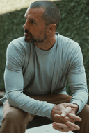 Men's Tri-Blend Cardigan Sweater — Mika Jaymes (view 14)