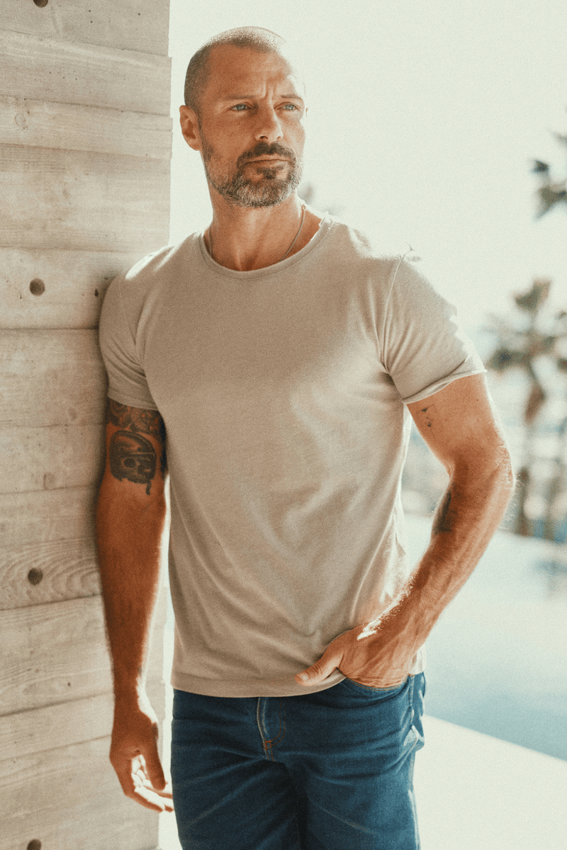 Men's Brolin Raw Neck Crew Tee — Dove Grey