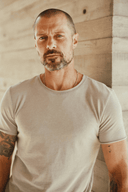 Men's Brolin Raw Neck Crew Tee — Mika Jaymes (view 4)
