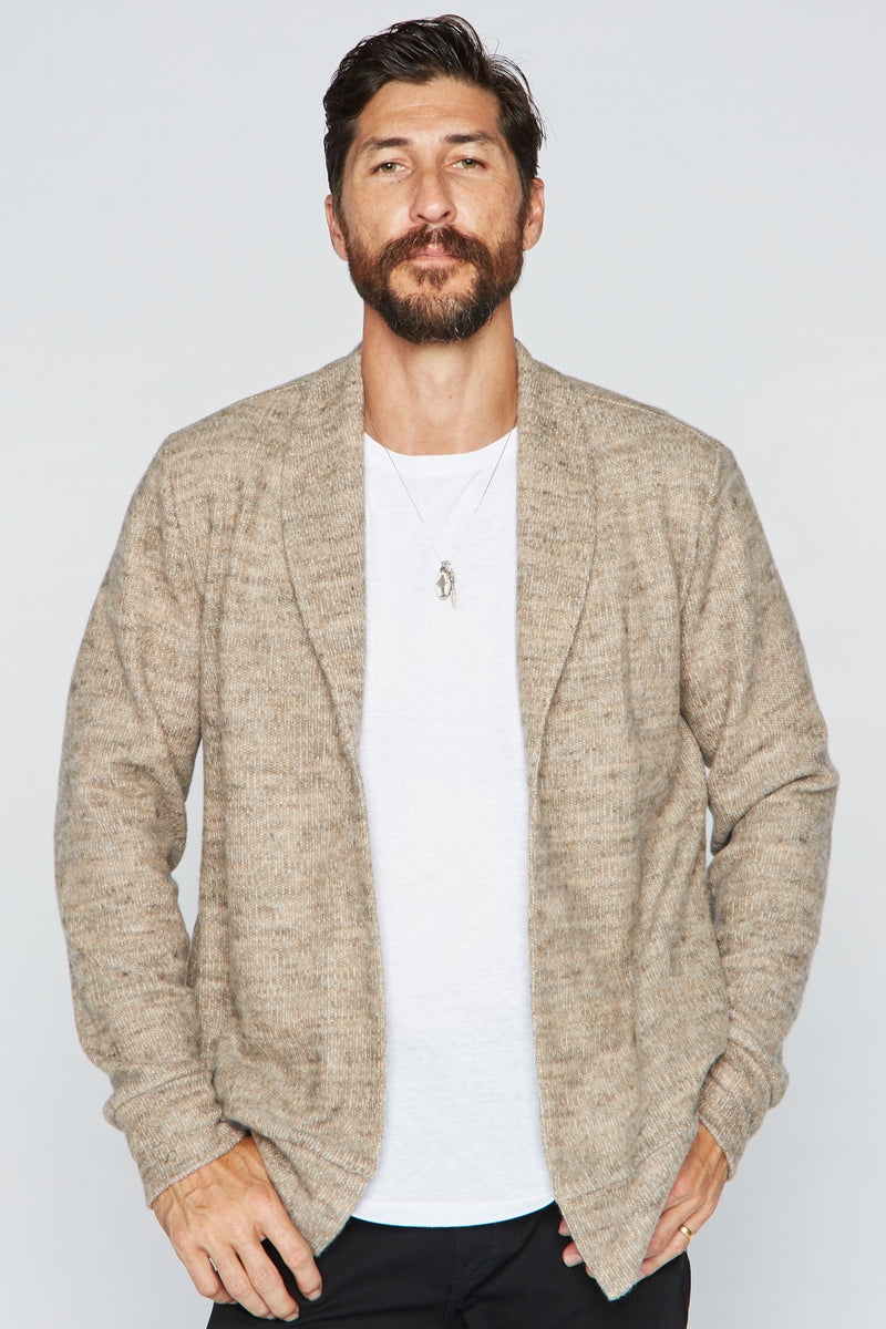 Men's Soft Knit Melange Cardigan Sweater — Camel