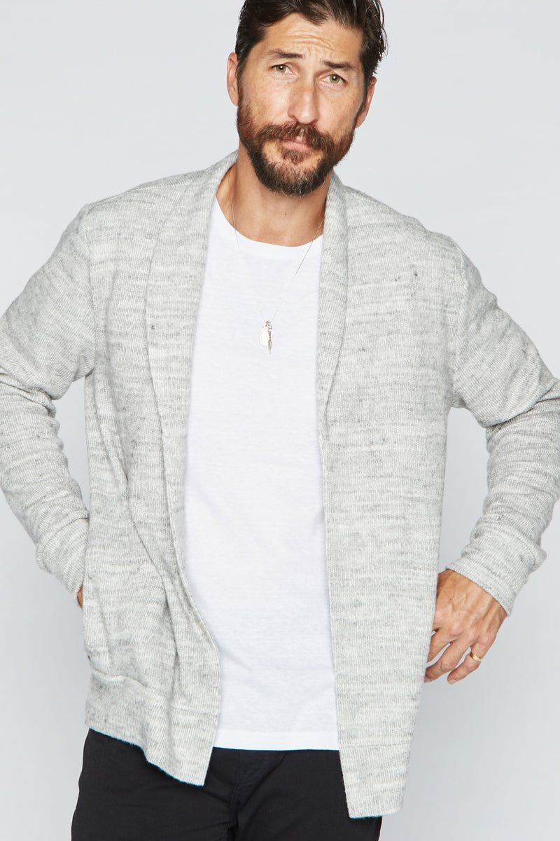 Men's Soft Knit Melange Cardigan Sweater — Heather Grey