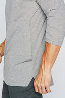 Men's 3/4 Sleeve Cowl Neck Visor Hoodie - Grey & White Stripe - view 5