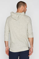 Men's 3/4 Sleeve Cowl Neck Visor Hoodie - Ivory & Black Stripe - view 4