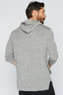 Men's 3/4 Sleeve Cowl Neck Visor Hoodie - Melange - view 3