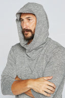 Men's 3/4 Sleeve Cowl Neck Visor Hoodie - Melange - view 2