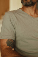Men's Cotton Linen V-Neck Tee — Mika Jaymes (view 6)