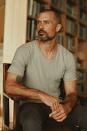 Men's Cotton Linen V-Neck Tee — Mika Jaymes (view 5)