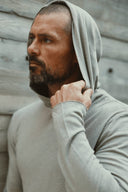 Men's Linen Blend Long Sleeve Hoodie — Mika Jaymes (view 3)