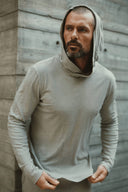 Men's Linen Blend Long Sleeve Hoodie — Mika Jaymes (view 2)